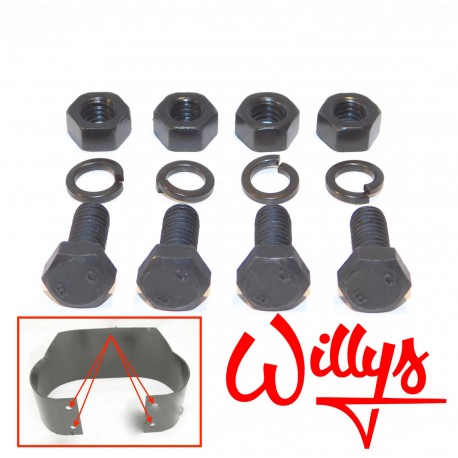 Set 4 Boulons Fixation Bumper AR Willys Eugene Jeep Parts